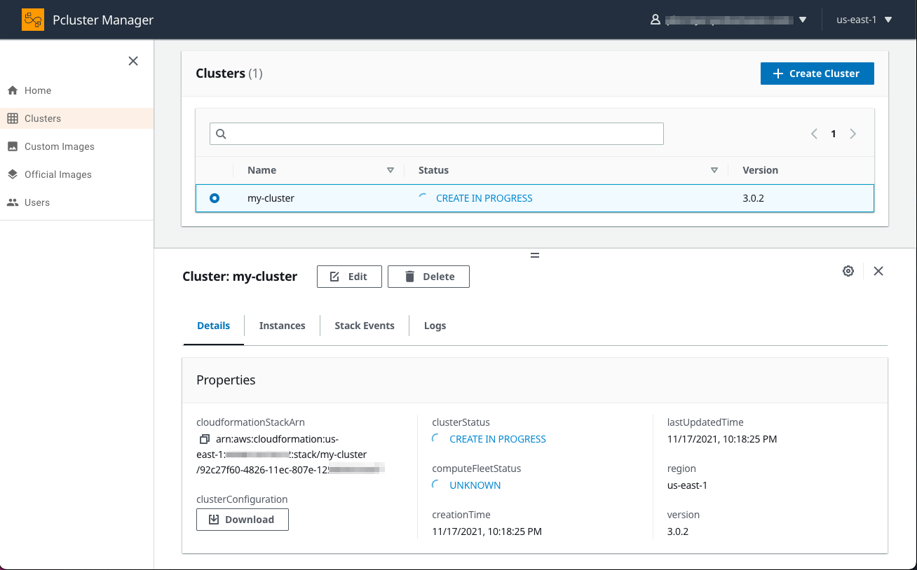 PCluster Manager CloudFormation Stack